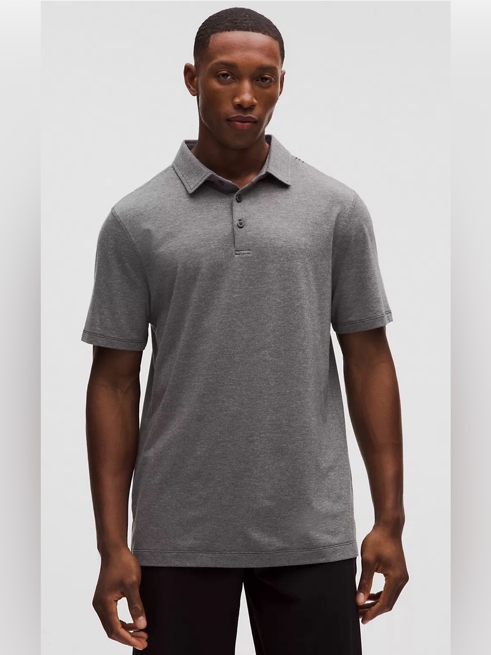 Lululemon Evolution Shore Sleeve Polo in Heathered Black Size Large